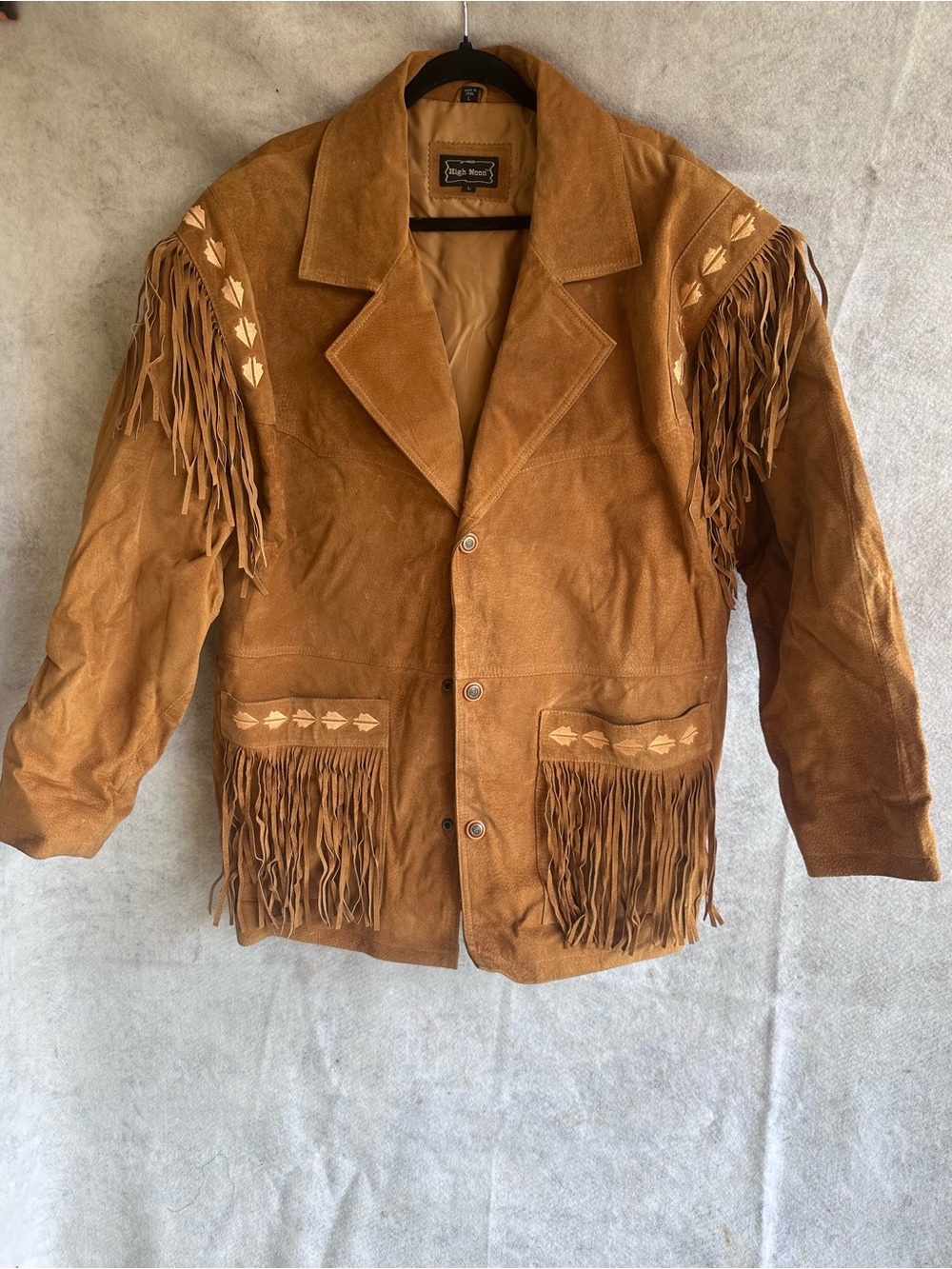 Fringed Suede Shirt Jacket in Tan - High Noon